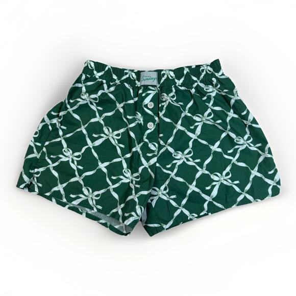 In My Sundays Other - In My Sundays Boxer Shorts Green Bows Ribbons Cotton Lounge Sleepwear Size M